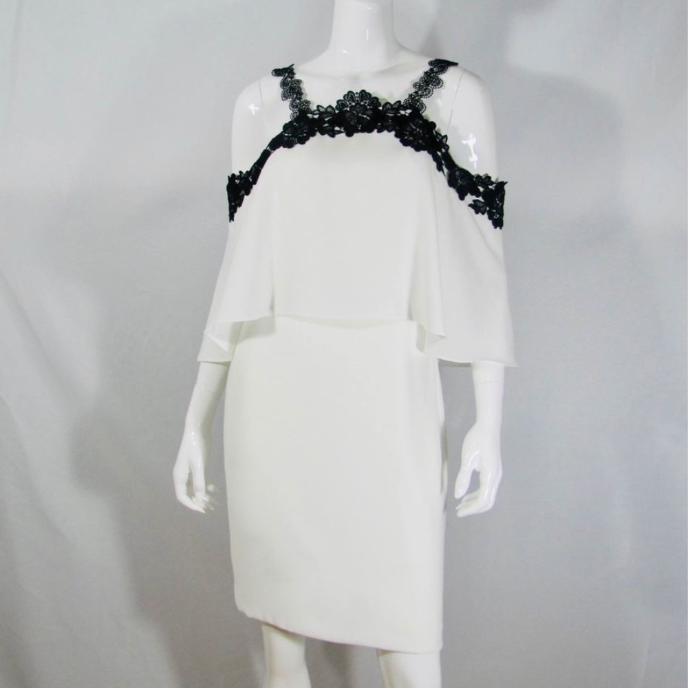 ANTONIO MELANI Zola Ivory & Black Lace Sway Womens Cocktail Dress Size 4 NWT